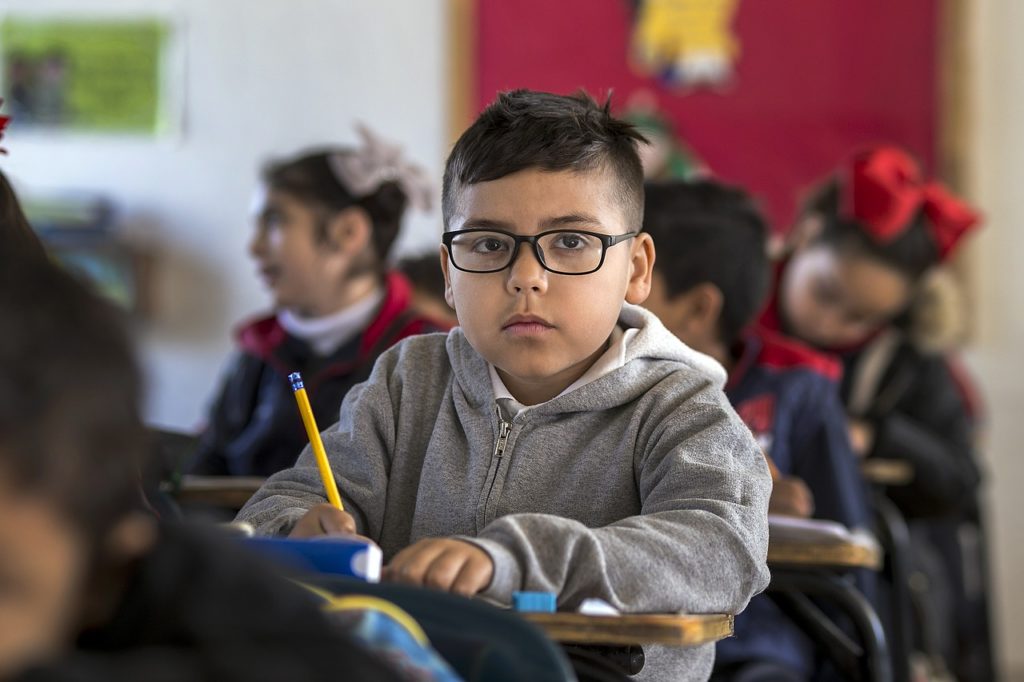 student in classroom